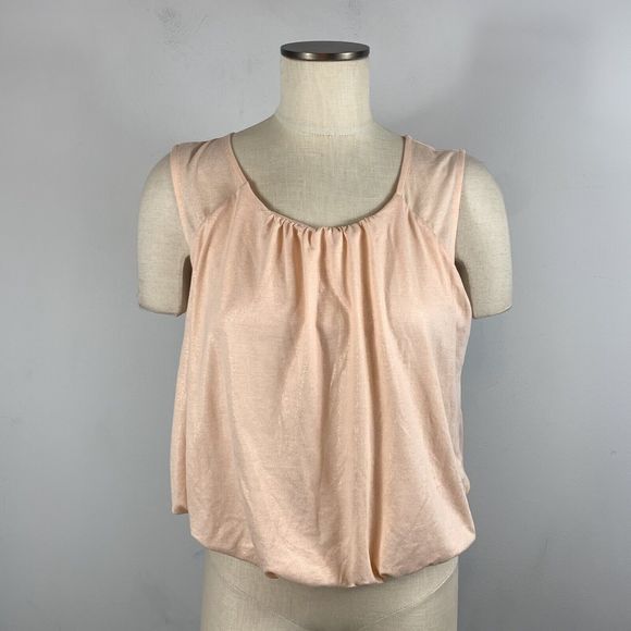 By Anthropologie Light Pink Shimmer Bubble Top Sz Small  Party Classy - Picture 2 of 11